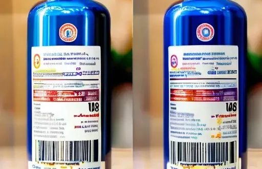 Сравнение оригинала и аналога: левая половина изображает подлинную продукцию с голографической защитой и серийным номером, правая половина — аналог с упрощенной упаковкой